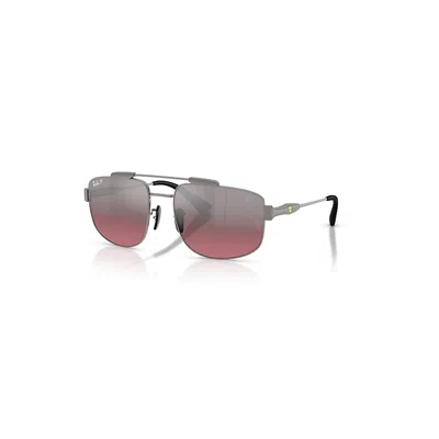Ray Ban Sunglasses Unisex Rb3789m Scuderia Ferrari Collection - Gunmetal Frame Violet Lenses Polarized 58-18 In Gray