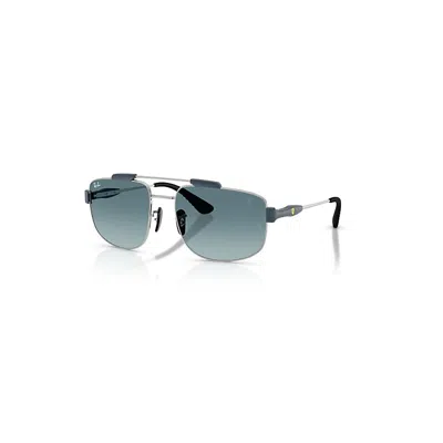 Ray Ban Sunglasses Unisex Rb3789m Scuderia Ferrari Collection - Silver Frame Blue Lenses 58-18