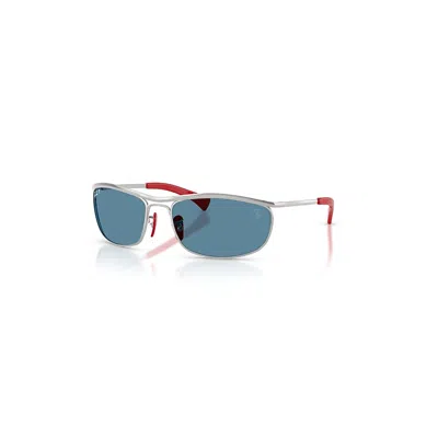 Ray Ban Rb3819m Scuderia Ferrari Collection Sonnenbrillen Silber Fassung Blau Glas Polarisiert 62-18 In Silver