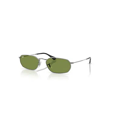 Ray Ban Sunglasses Unisex Rb3947 - Gunmetal Frame Green Lenses 57-18 In Gray
