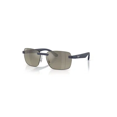 Ray Ban Sunglasses Unisex Rb4470 Polarized+ Lenses - Sand Dark Blue Frame Grey Lenses Polarized 59-16 In Gray