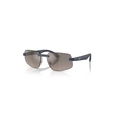 Ray Ban Sunglasses Unisex Rb4475 Polarized+ Lenses - Sand Dark Blue Frame Grey Lenses Polarized 60-16 In Brown