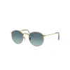 Ray Ban Sunglasses Unisex Round Metal Gradient - Gold Frame Blue Lenses 47-21 In Gold