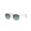 Ray Ban Sunglasses Unisex Round Metal Gradient - Gold Frame Blue Lenses 53-21 In Gold