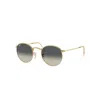 Ray Ban Sunglasses Unisex Round Metal Gradient - Gold Frame Grey Lenses 47-21 In Gold