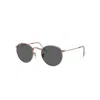 Ray Ban Sunglasses Unisex Round Metal Rose Gold - Rose Gold Frame Grey Lenses 53-21 In Rose Gold