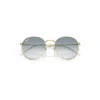 Ray Ban Round Reverse Sunglasses Arista Gold Frame Blue Lenses 55-21 In Gold