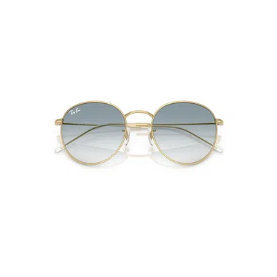 Ray Ban Round Reverse Sunglasses Arista Gold Frame Blue Lenses 55-21