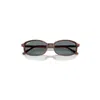 Ray Ban Sam Sunglasses Striped Havana Frame Blue Lenses 54-19 In Brown