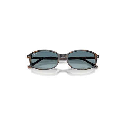 Ray Ban Sam Sunglasses Yellow & Blue Havana Frame Blue Lenses 56-19