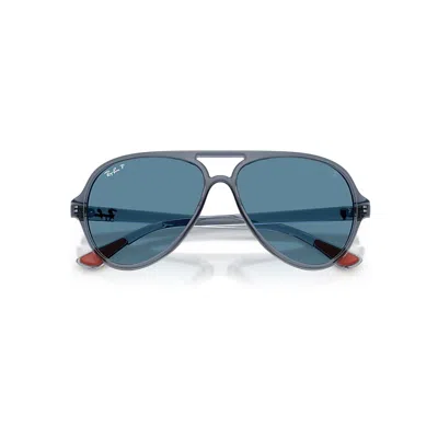 Ray Ban Scuderia Ferrari Monza Ltd | Rb4125m Sunglasses Transparent Blue Frame Blue Lenses Polarized 57-14
