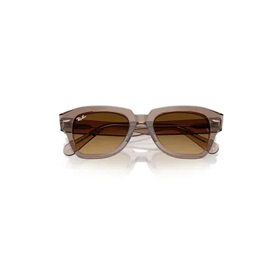 Ray Ban State Street Sunglasses Transparent Light Brown Frame Brown Lenses 49-20