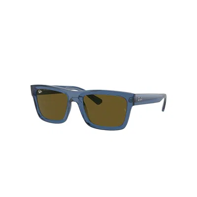 RAY BAN SUNGLASSES UNISEX WARREN BIO-BASED - TRANSPARENT DARK BLUE FRAME BROWN LENSES 54-20