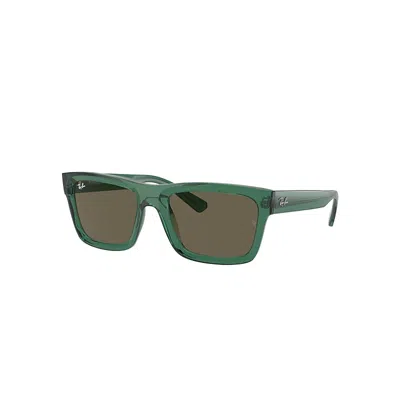 Ray Ban Sunglasses Unisex Warren Bio-based - Transparent Green Frame Brown Lenses 54-20