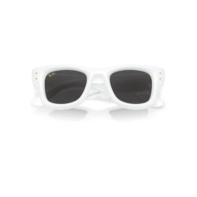 Ray Ban Wayfarer Puffer Sunglasses White Frame Black Lenses 47-23