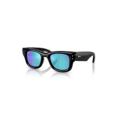 Ray Ban Wayfarer Puffer Sonnenbrillen Schwarz Fassung Blau Glas 50-23 In Black