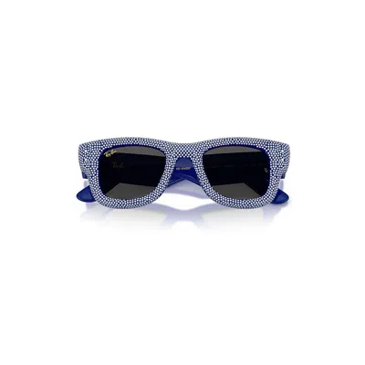 Ray Ban Wayfarer Puffer Crystal Pavè Edition Sunglasses Blue & Strass Pave Frame Black Lenses 47-23