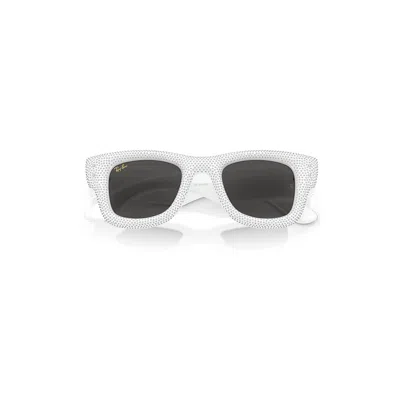 Ray Ban Wayfarer Puffer Crystal Pavè Edition Sunglasses White & Strass Pave Frame Black Lenses 47-23
