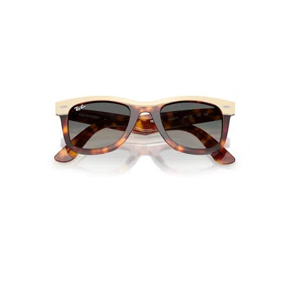 Ray Ban Wayfarer Street Neat Sunglasses Beige Havana Frame Grey Lenses 50-22 In Brown