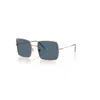 Ray Ban Sunglasses Woman Square 1971 Reverse - Rose Gold Frame Blue Lenses 54-19 In Gold