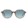 Ray Ban Thalia Blue Gradient Square Unisex Sunglasses Rb2195 13163m 53 In Blue / Grey