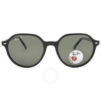 Ray Ban Thalia Polarized Green Square Unisex Sunglasses Rb2195 901/58 51 In Black / Green