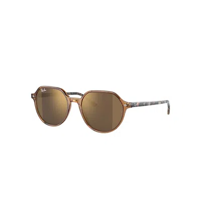 Ray Ban Thalia Sunglasses Striped Yellow Havana Frame Gold Lenses 51-18