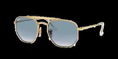 Pre-owned Ray Ban Ray-ban The Marshal Sunglasses, Gold Frame, Light Blue Gradient Lens, 54mm