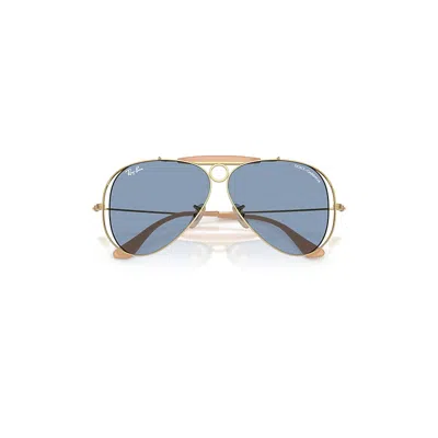 Ray Ban The Shooter By Dolce&gabbana Sunglasses Arista Gold Frame Blue Lenses 58-09