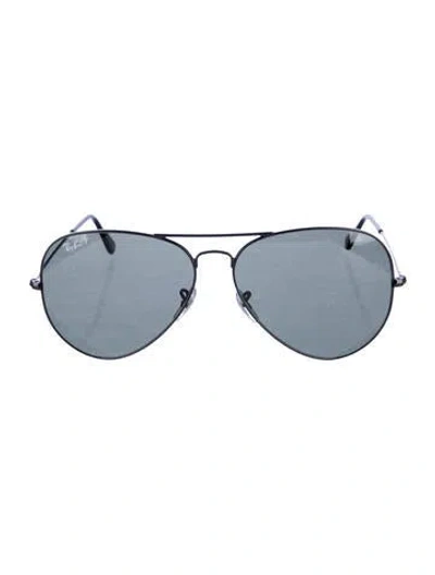 Pre-owned Ray Ban Tinted Large Metal Aviator Sunglasses In Black