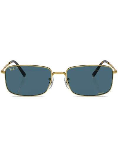 Ray Ban Rb3717 Sunglasses Gold Frame Blue Lenses Polarized 60-18