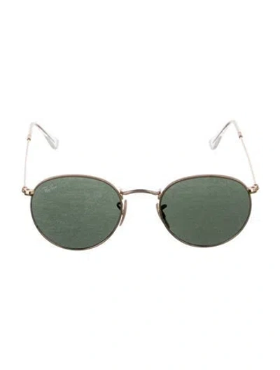 Pre-owned Ray Ban Tinted Round Metal Round Sunglasses In Gold