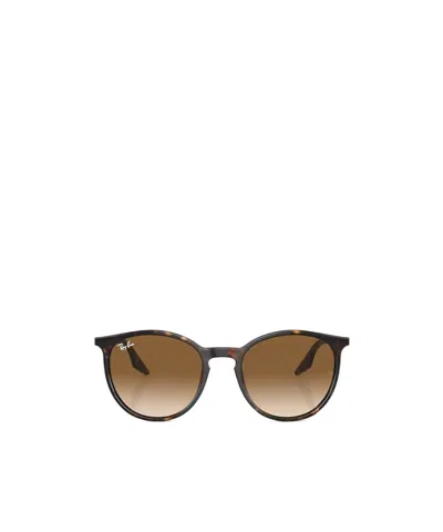 RAY BAN TORTOISESHELL-EFFECT ROUND-FRAME SUNGLASSES