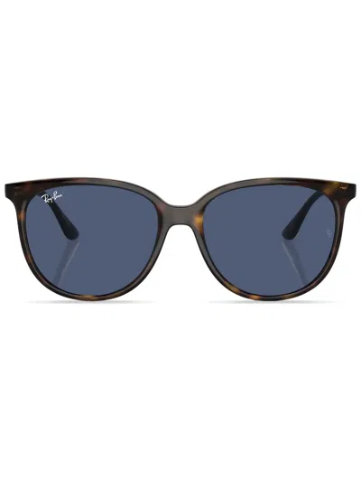 Ray Ban Tortoiseshell-effect Square-frame Sunglasses In Braun