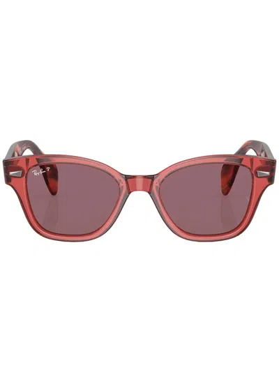 Ray Ban Tortoiseshell-effect Square-frame Sunglasses In Rosa