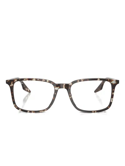 Ray Ban Tortoiseshell-effect Square-frames Glasses In Black