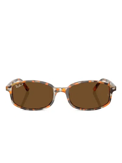 RAY BAN TORTOISESHELL OVAL-FRAME SUNGLASSES