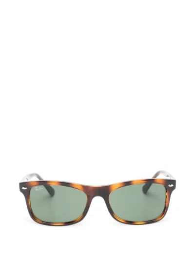 Ray Ban Tortoiseshell-effect Rectangle-frame Sunglasses In Green