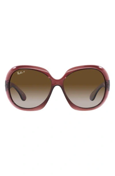 Ray Ban Transparent 60mm Polarized Butterfly Sunglasses In Transparent Brown / Grey Grad