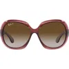 Ray Ban Ray-ban Transparent 60mm Polarized Butterfly Sunglasses In Transparent Brown/grey Grad