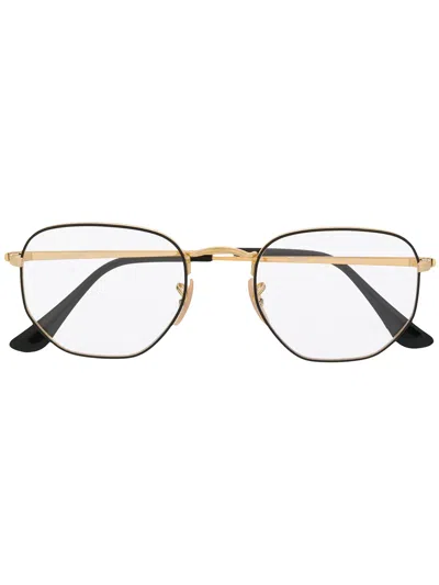 Ray Ban Two-tone Hexagonal Frame Glasses In Gold