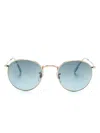 Ray Ban Two-tone Round-frame Sunglasses In Gold