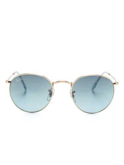 Ray Ban Two-tone Round-frame Sunglasses In Gold