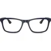 Ray Ban Ray-ban Unisex 49mm Rectangle Optical Glasses In Blue/havana