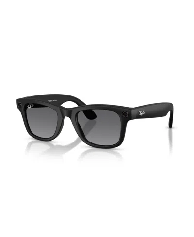 Ray Ban Unisex Ai Meta Gen2 Polarized Wayfarer Sunglasses, Rw4012 In Black