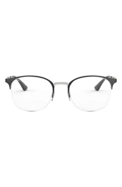 Ray Ban Unisex Clubmaster 51mm Optical Glasses In Silver