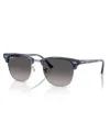 Ray Ban Unisex Clubmaster Polarized Sunglasses, Rb3016 In Striped Blue On Silver