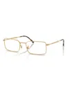 Ray Ban Rectangle-frame Glasses In Gold