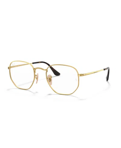 Ray Ban Unisex Hexagonal Optics Eyeglasses, Rb6448 In Arista Gold