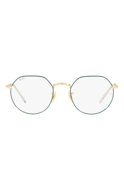 Ray Ban Unisex Jack 49mm Hexagonal Optical Glasses In Pale Gold